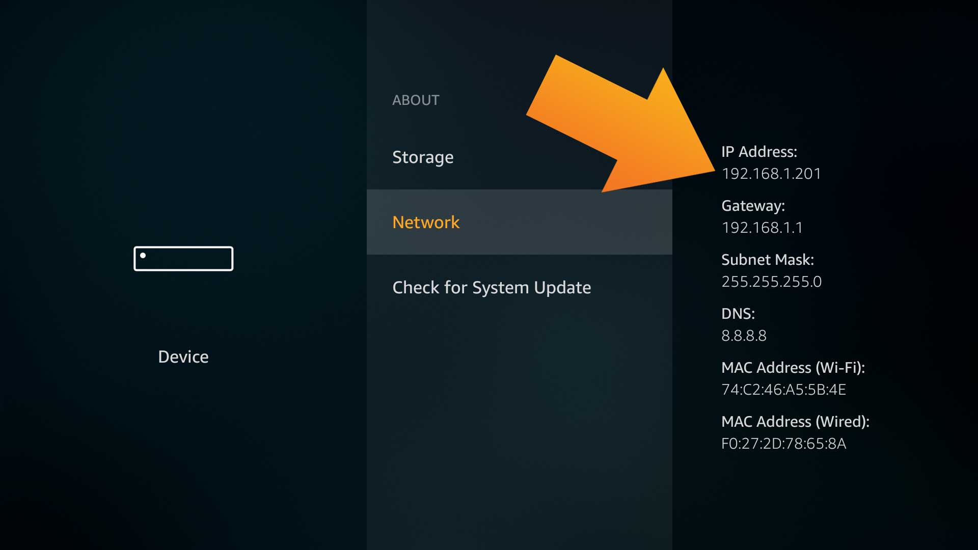 how to find mac address for vizio tv
